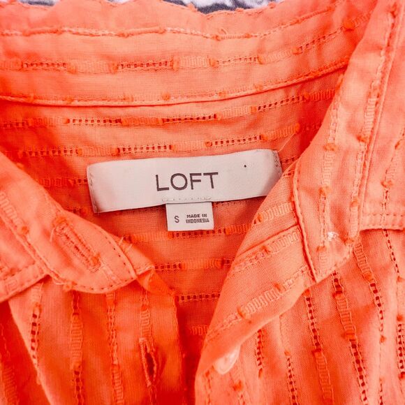 NOT FOR SALE Loft Shirt Blouse‎ Women's Small Peach Swiss Dot Print Button Front - Picture 7 of 8